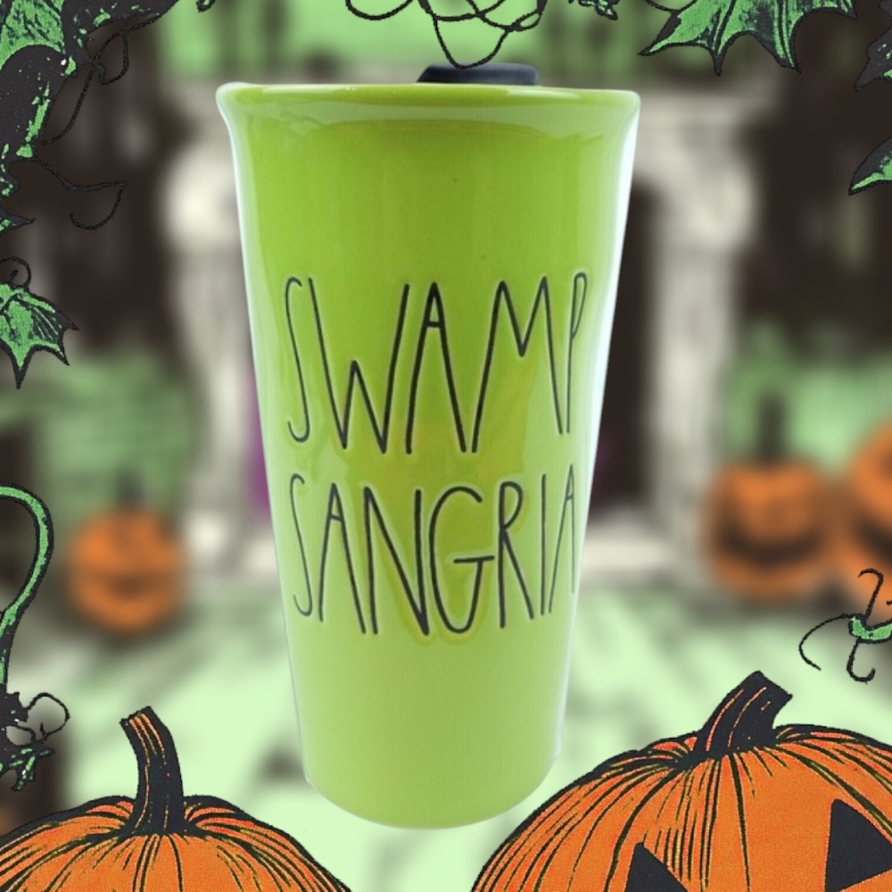NWT Rae Dunn SWAMP SANGRIA Halloween Ceramic Travel Mug